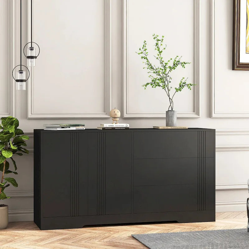 Mobile credenza buffet, Credenza da cucina moderna con cassetti e ante, Grande mobile bar con ripiani regolabili