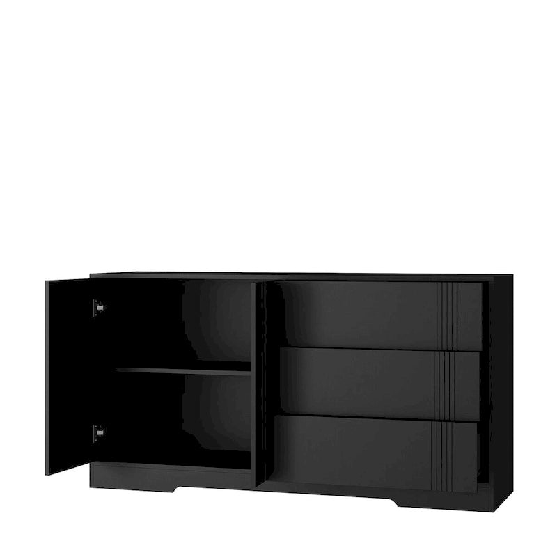 Mobile credenza buffet, Credenza da cucina moderna con cassetti e ante, Grande mobile bar con ripiani regolabili