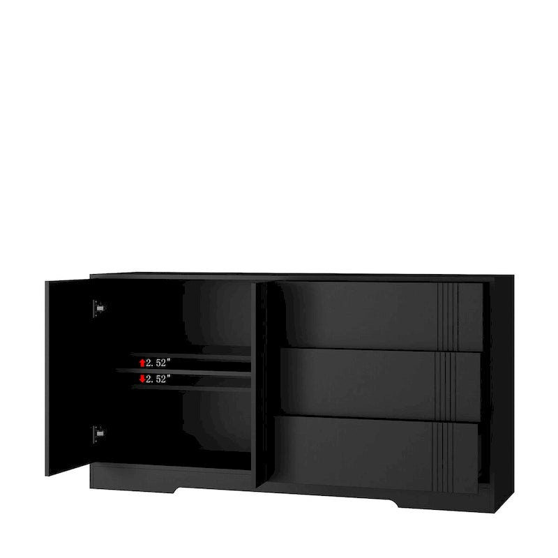 Mobile credenza buffet, Credenza da cucina moderna con cassetti e ante, Grande mobile bar con ripiani regolabili