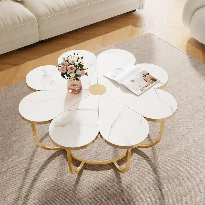 Tavolino da caffè moderno a forma di fiore da 100 cm per soggiorno