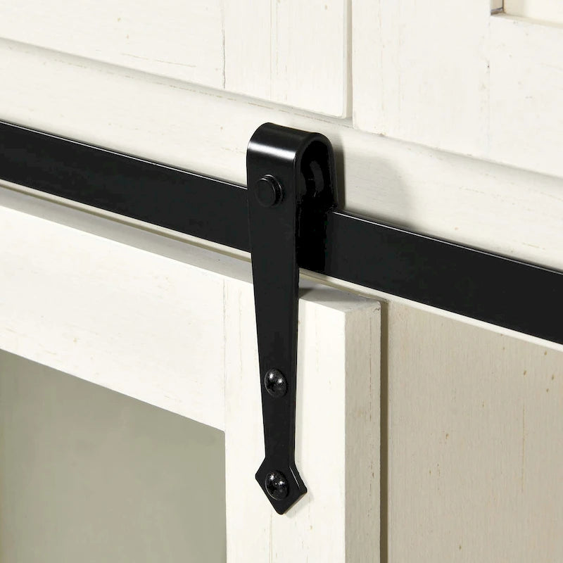 Mobile Credenza 53 Barn Door con Portabottiglie, Armadietto Buffet da Cucina con Ante Scorrevoli