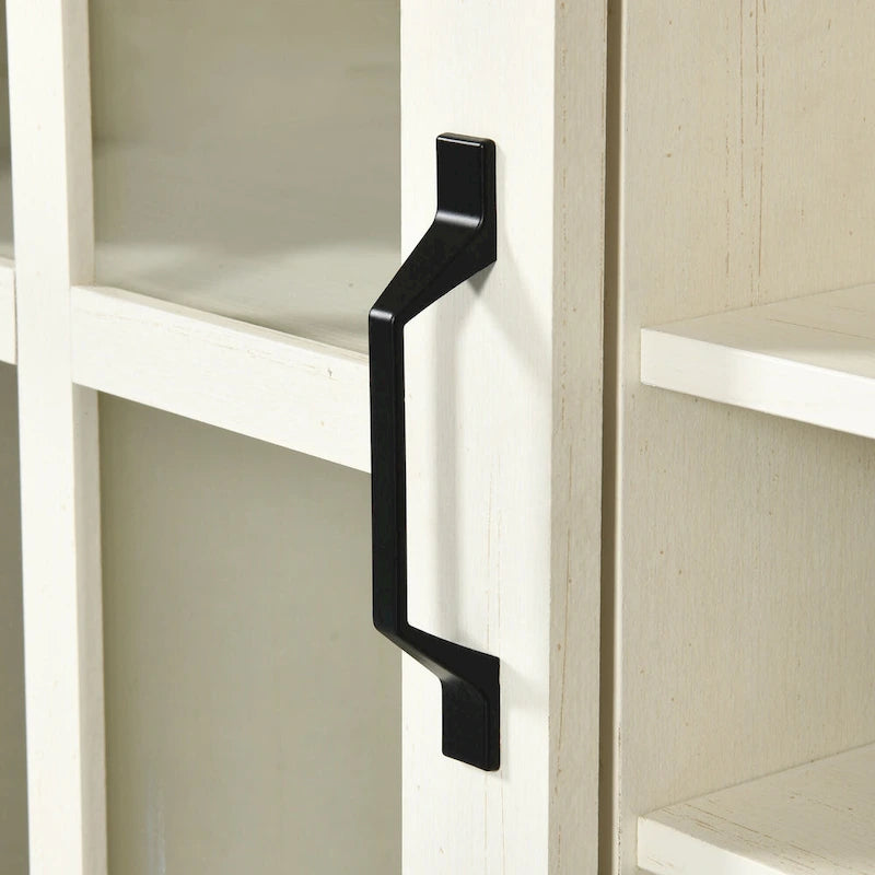 Mobile Credenza 53 Barn Door con Portabottiglie, Armadietto Buffet da Cucina con Ante Scorrevoli