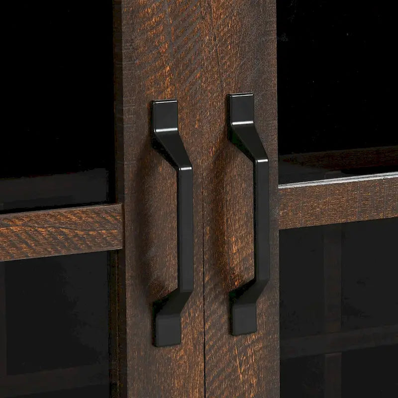 Mobile Credenza 53 Barn Door con Portabottiglie, Armadietto Buffet da Cucina con Ante Scorrevoli