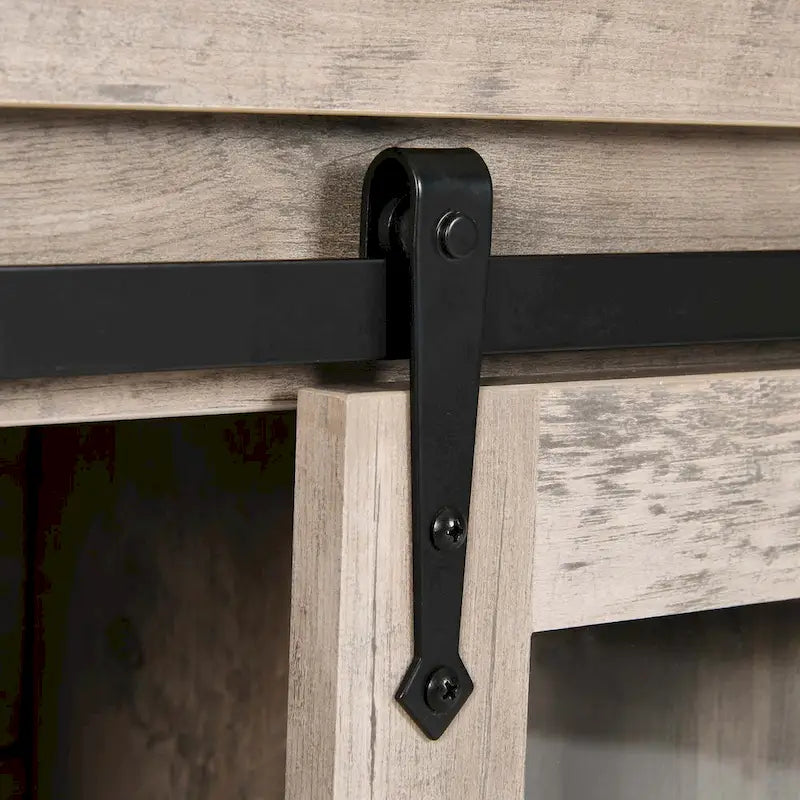 Mobile Credenza 53 Barn Door con Portabottiglie, Armadietto Buffet da Cucina con Ante Scorrevoli