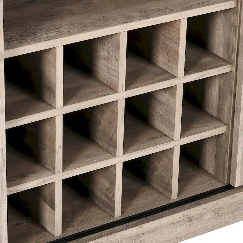 Mobile Credenza 53 Barn Door con Portabottiglie, Armadietto Buffet da Cucina con Ante Scorrevoli