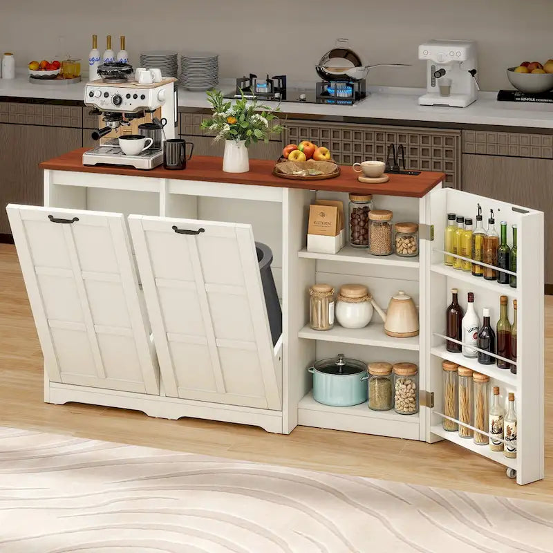 Isola per Cucina con Pattumiera a Ribalta Doppia e Contenitore