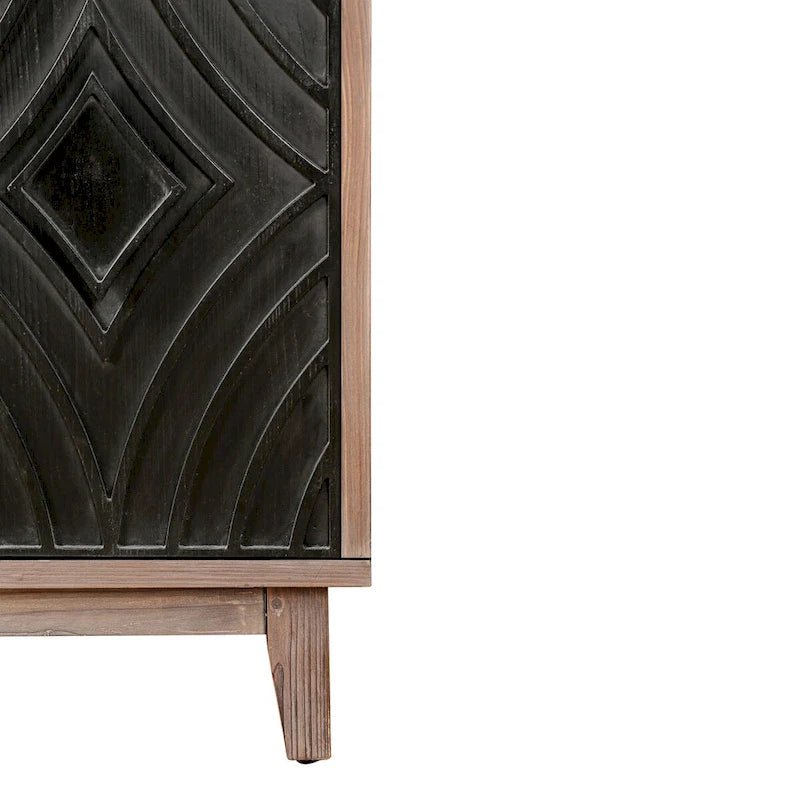 Madia Buffet Mobile Contenitore da Cucina Credenza con 4 Ante a Motivo Diamantato Convesso e 2 Ripiani Tavolino Console d'Accento