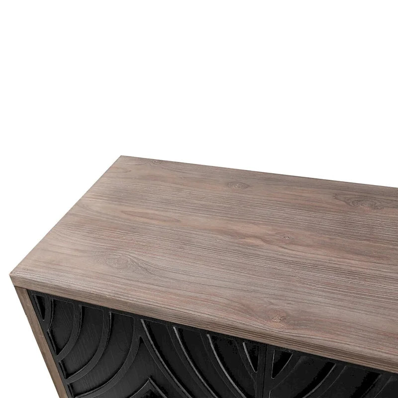 Madia Buffet Mobile Contenitore da Cucina Credenza con 4 Ante a Motivo Diamantato Convesso e 2 Ripiani Tavolino Console d'Accento