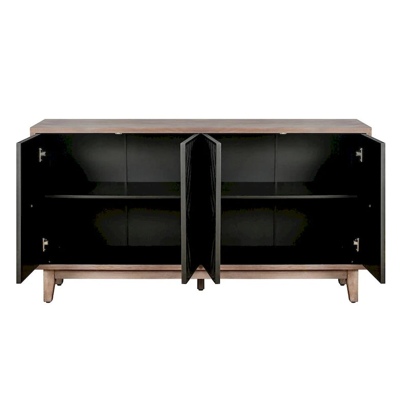 Madia Buffet Mobile Contenitore da Cucina Credenza con 4 Ante a Motivo Diamantato Convesso e 2 Ripiani Tavolino Console d'Accento