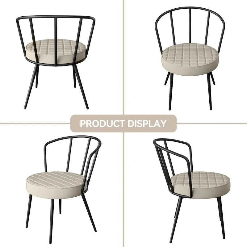 Set di 2 sedie da pranzo in pelle con struttura in metallo