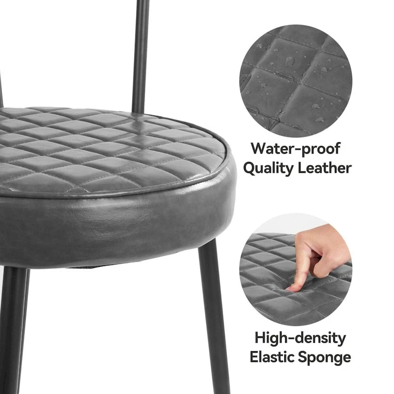 Set di 2 sedie da pranzo in pelle con struttura in metallo