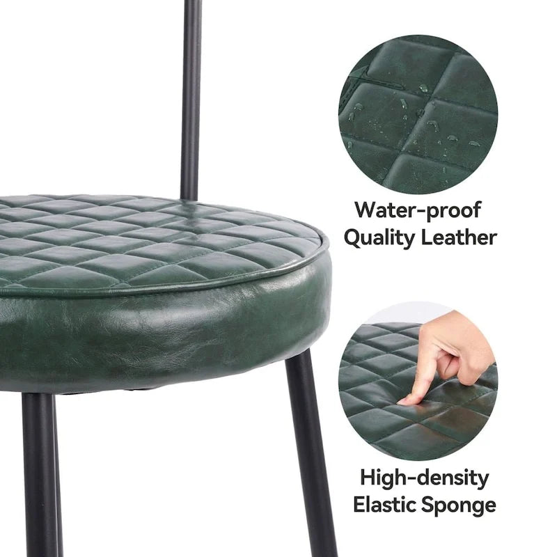Set di 2 sedie da pranzo in pelle con struttura in metallo
