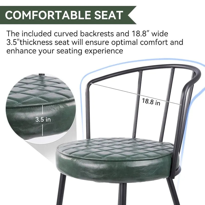 Set di 2 sedie da pranzo in pelle con struttura in metallo