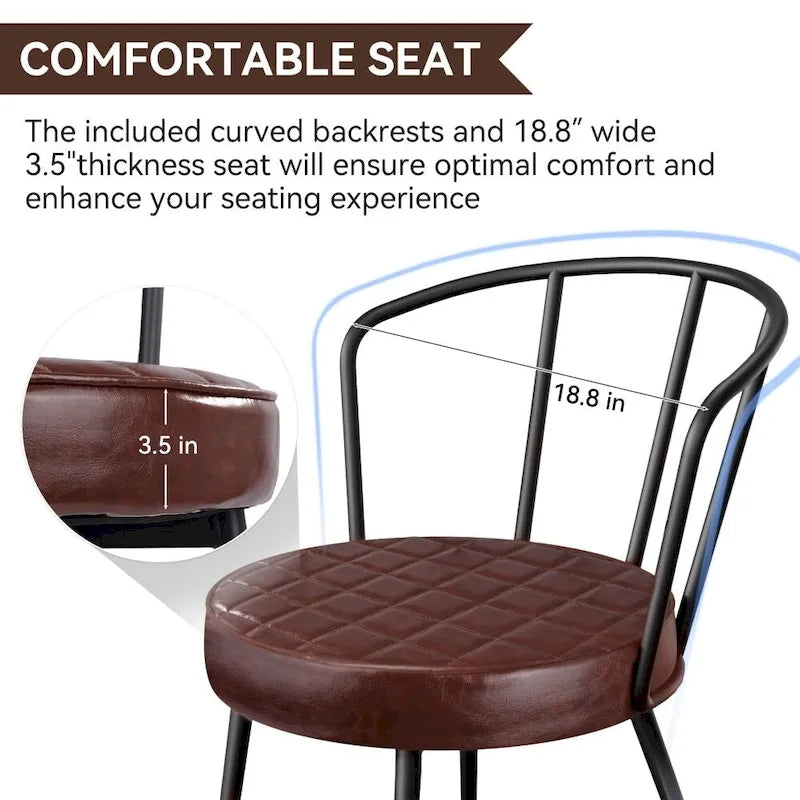Set di 2 sedie da pranzo in pelle con struttura in metallo