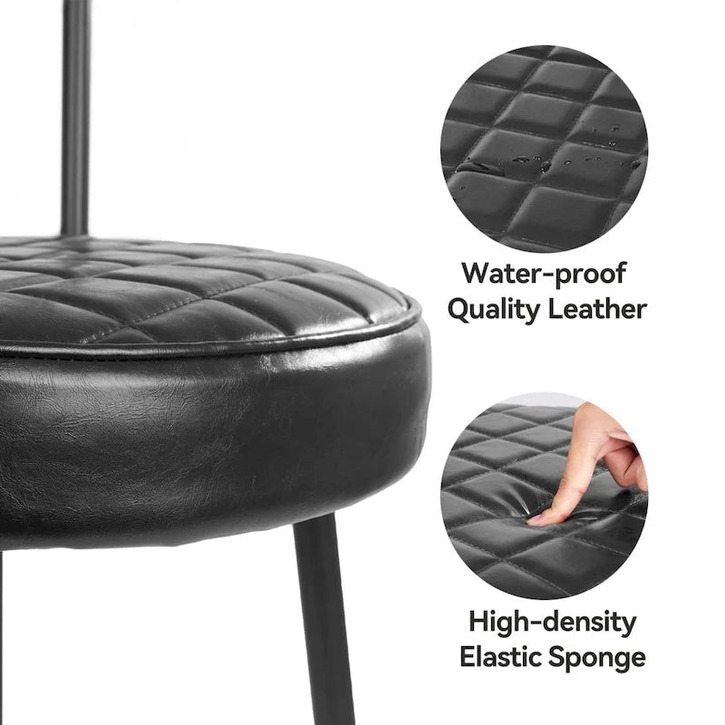 Set di 2 sedie da pranzo in pelle con struttura in metallo