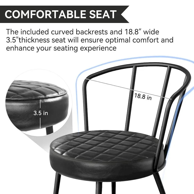 Set di 2 sedie da pranzo in pelle con struttura in metallo