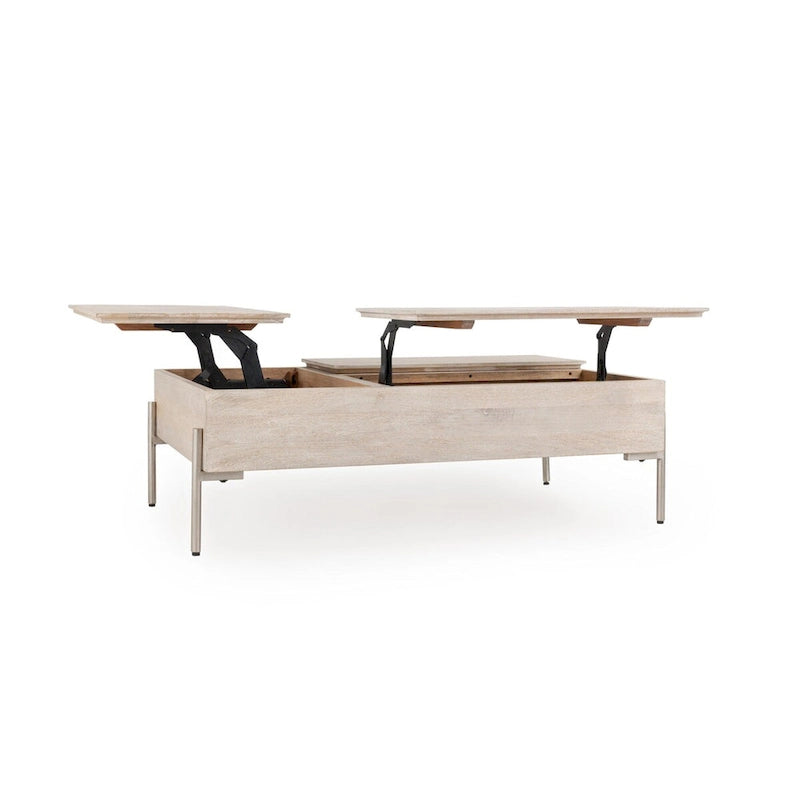 Tavolino da caffè sollevabile Classic Home Rocklin in legno di mango, colore bianco