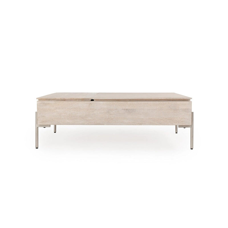 Tavolino da caffè sollevabile Classic Home Rocklin in legno di mango, colore bianco