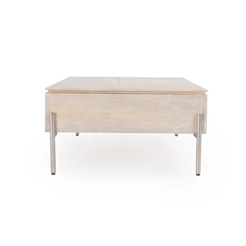 Tavolino da caffè sollevabile Classic Home Rocklin in legno di mango, colore bianco