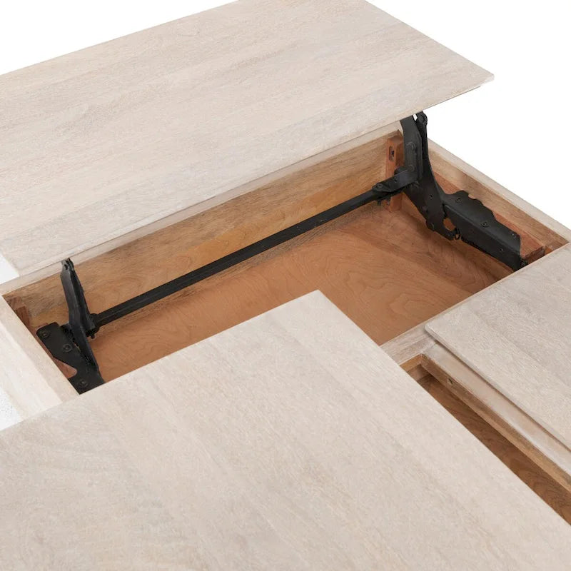 Tavolino da caffè sollevabile Classic Home Rocklin in legno di mango, colore bianco
