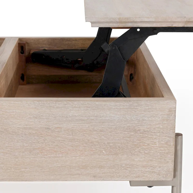 Tavolino da caffè sollevabile Classic Home Rocklin in legno di mango, colore bianco
