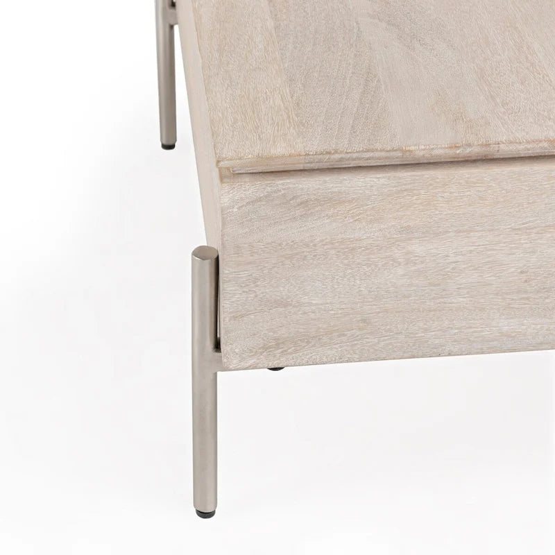 Tavolino da caffè sollevabile Classic Home Rocklin in legno di mango, colore bianco