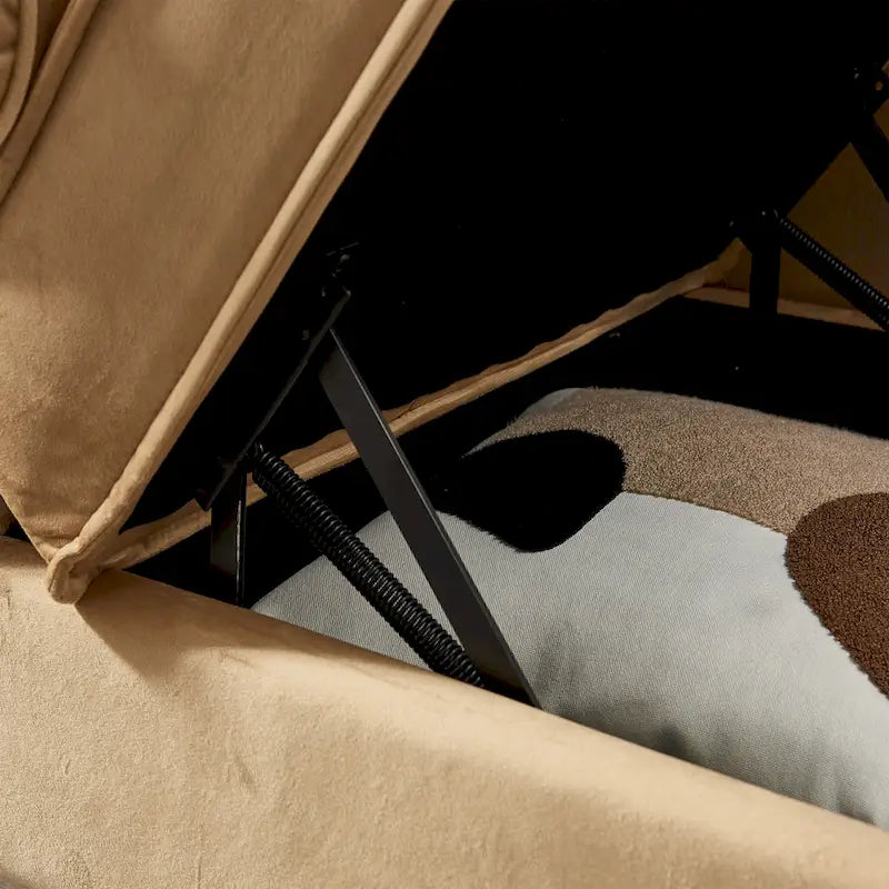 Chaise longue moderna imbottita in velluto con contenitore