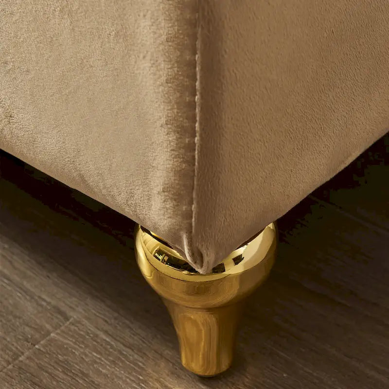 Chaise longue moderna imbottita in velluto con contenitore