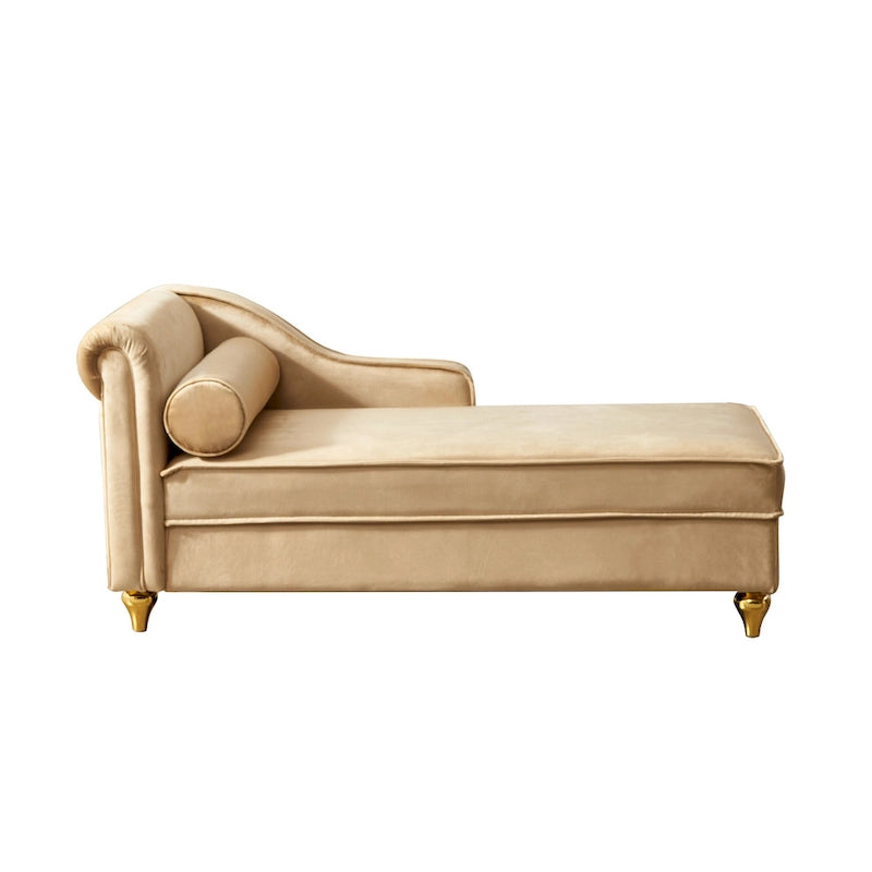 Chaise longue moderna imbottita in velluto con contenitore