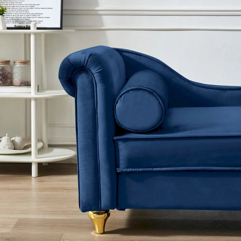Chaise longue moderna imbottita in velluto con contenitore