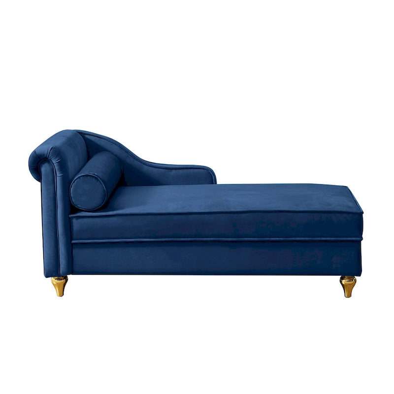 Chaise longue moderna imbottita in velluto con contenitore