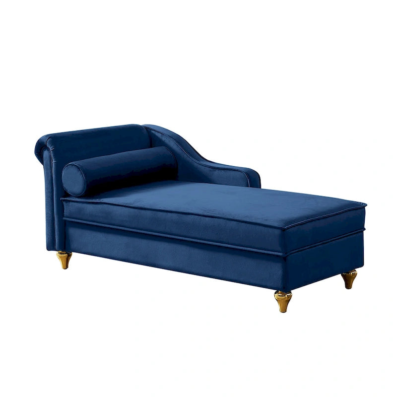 Chaise longue moderna imbottita in velluto con contenitore