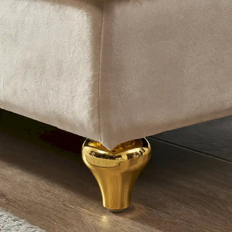 Chaise longue moderna imbottita in velluto con contenitore