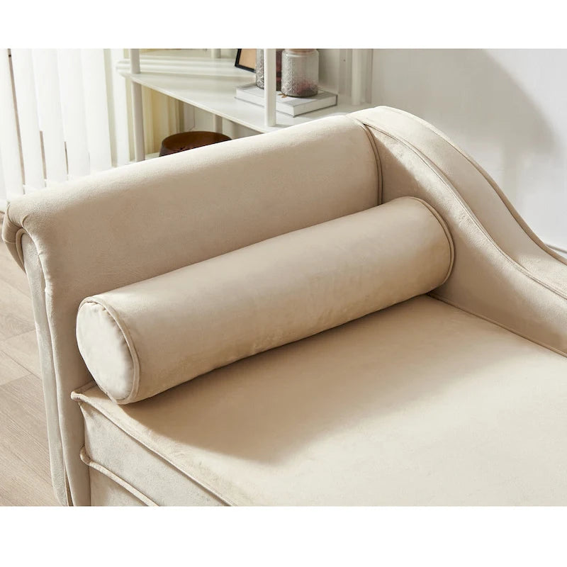 Chaise longue moderna imbottita in velluto con contenitore
