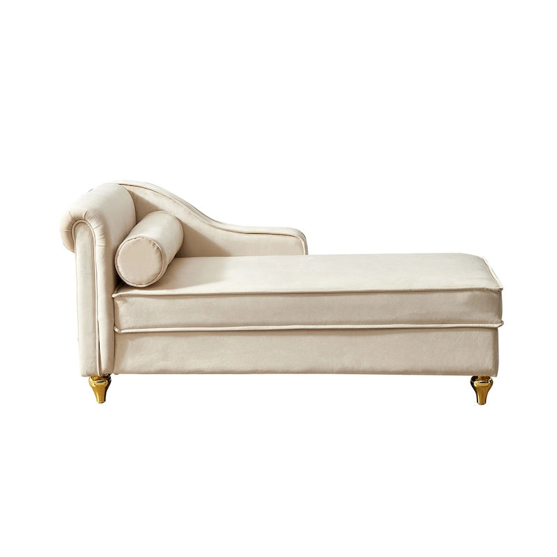 Chaise longue moderna imbottita in velluto con contenitore