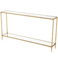 Consolle a 1 ripiano ispirata a fune metallica ritorta con ripiano e piano in vetro a specchio - Oro - Roche River Decor