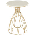 Tavolino d'appoggio/laterale con ripiano in marmo crema, ispirato a un fiore di metallo - Oro - Roche River Decor