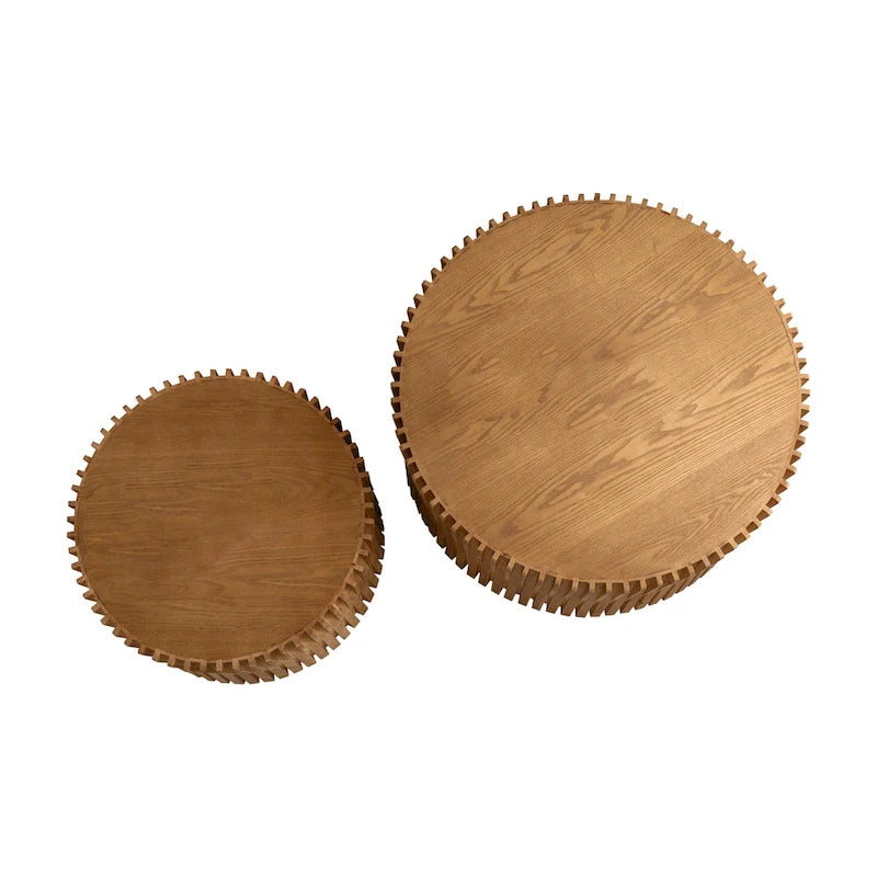 Set di Tavolini da Caffè con Design Goffrato a Rilievo Verticale per Soggiorno (Set da 2)