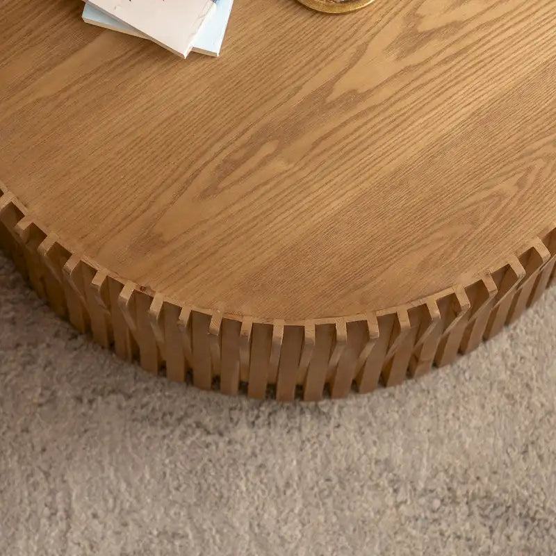 Set di Tavolini da Caffè con Design Goffrato a Rilievo Verticale per Soggiorno (Set da 2)