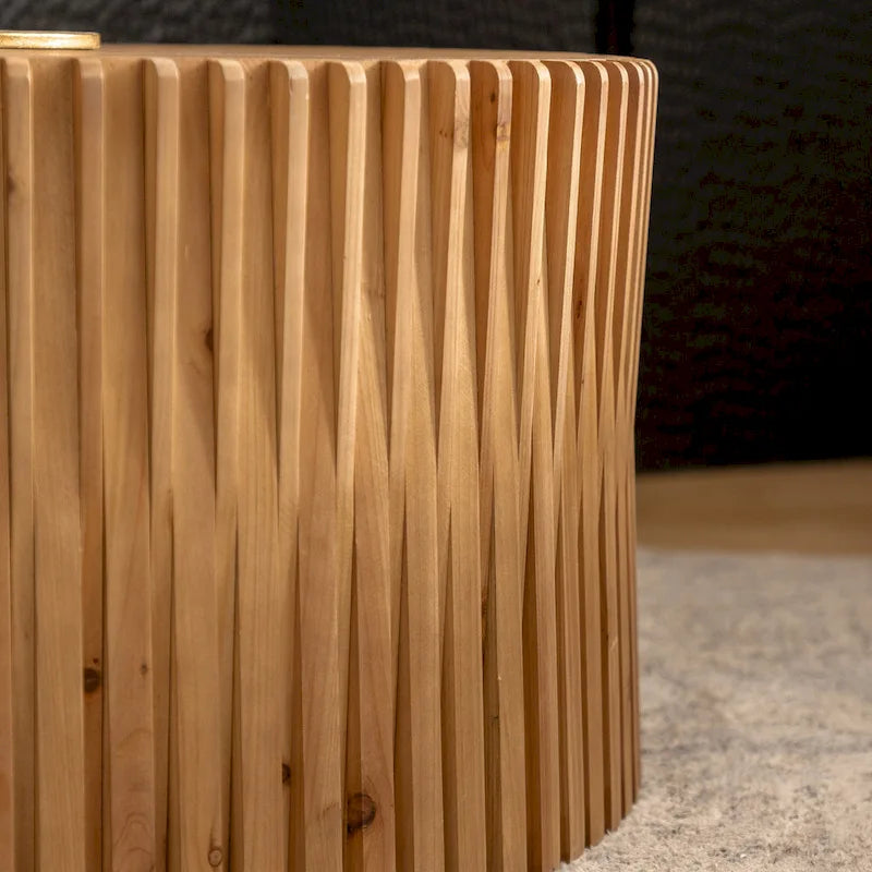 Set di Tavolini da Caffè con Design Goffrato a Rilievo Verticale per Soggiorno (Set da 2)