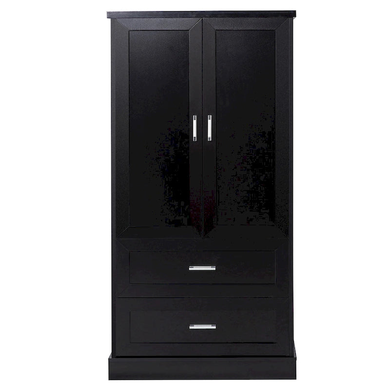 Armadietto alto da bagno, Armadietto con due ante e cassetti, Ripiano regolabile, Pannello in MDF