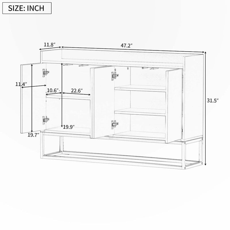 Madia Moderna Elegante Credenza con Ampio Spazio Contenitivo