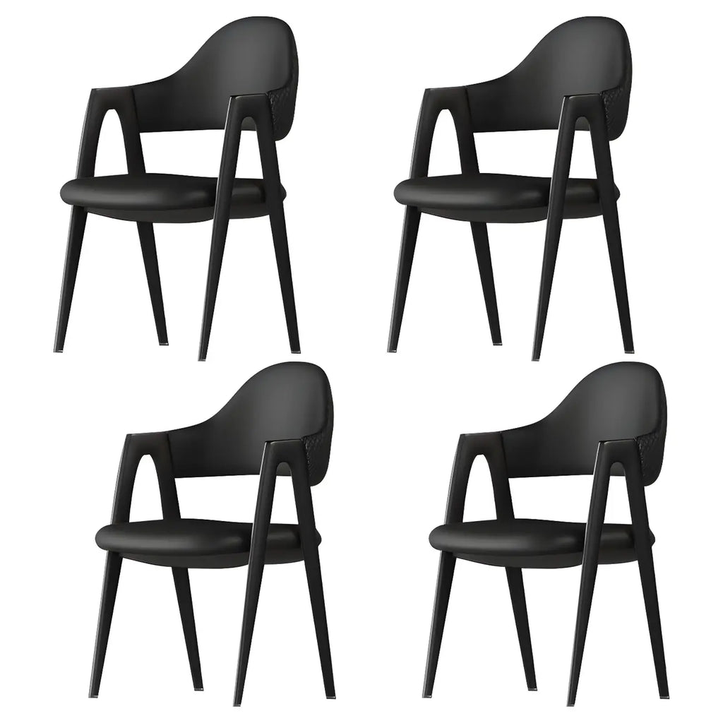 Modern Leather Curved Open Back Arm Dining Chair