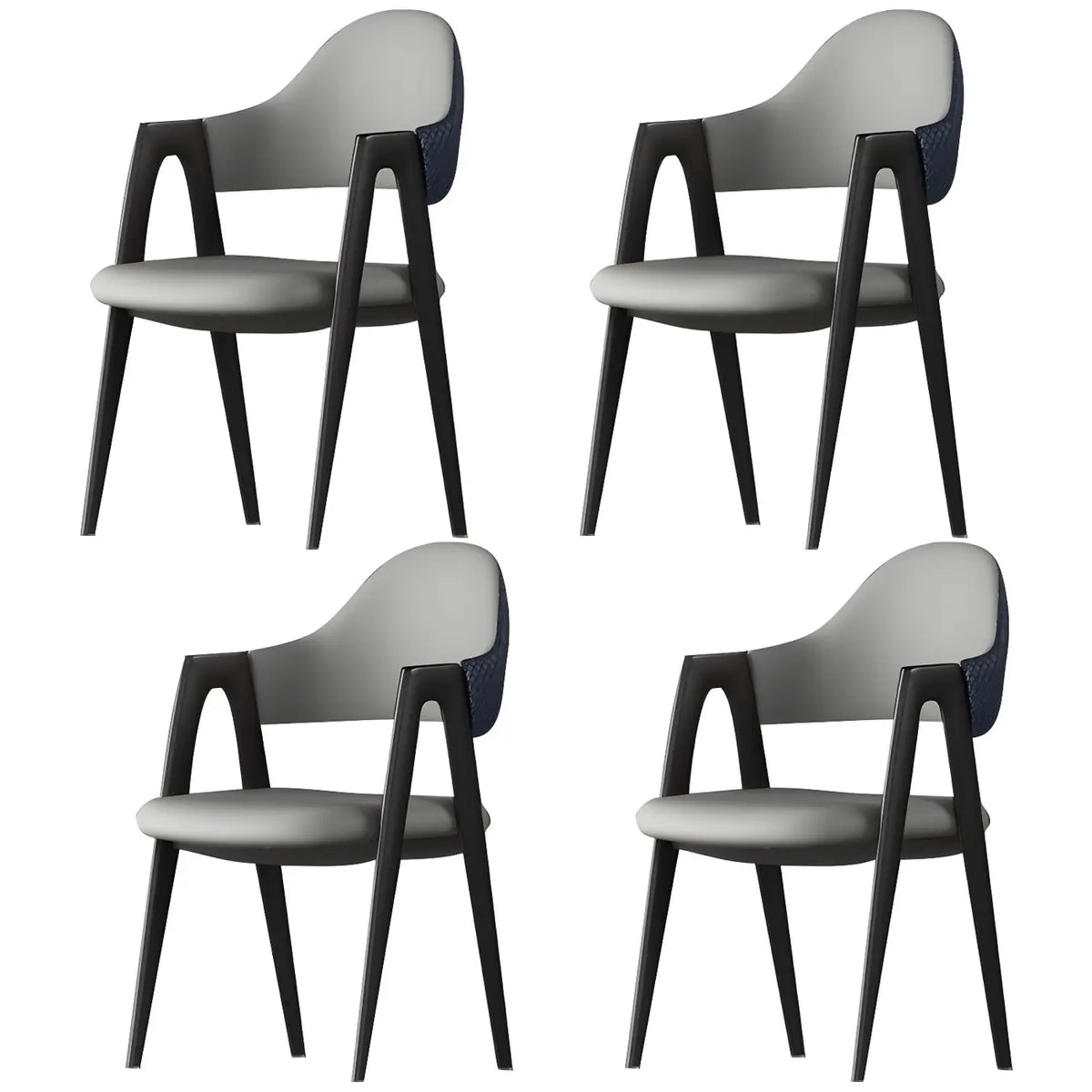 Modern Leather Curved Open Back Arm Dining Chair